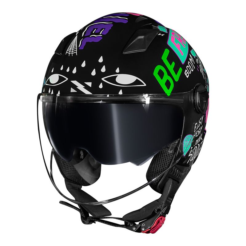 Capacete Norisk Orion SV Free Preto Aberto Com Óculos Internos