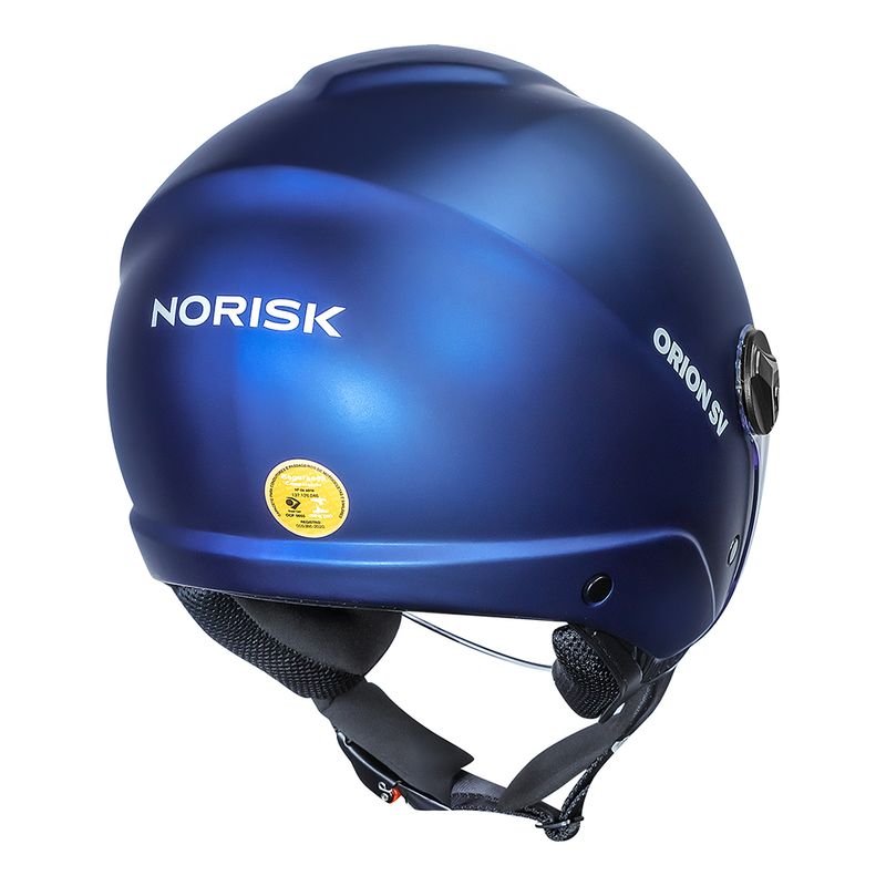 Capacete Norisk Orion SV Monocolor Azul Fosco Aberto com Óculos Escuro
