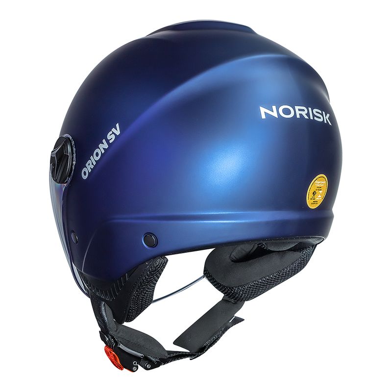 Capacete Norisk Orion SV Monocolor Azul Fosco Aberto com Óculos Escuro