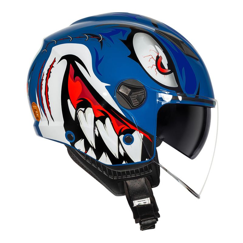 Capacete Norisk Orion SV Danger Navy Azul Aberto com Óculos Escuro