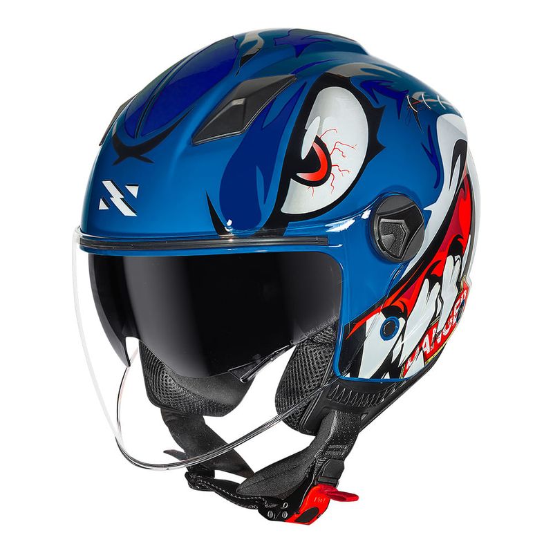 Capacete Norisk Orion SV Danger Navy Azul Aberto com Óculos Escuro
