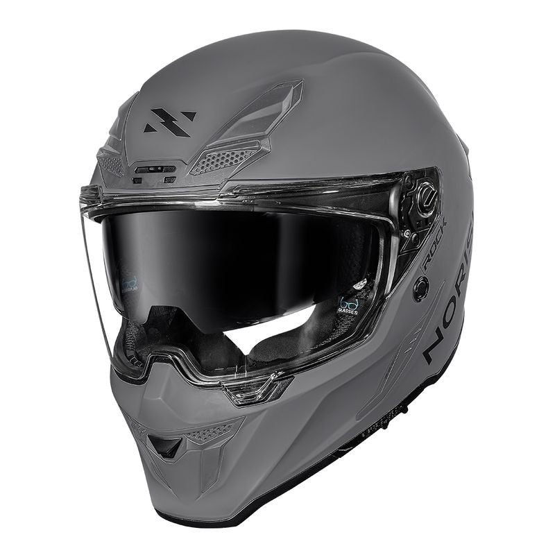 Capacete Norisk Rock Monocolor Nardo Cinza Aberto Motociclista