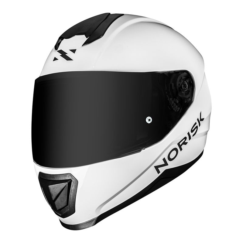 Capacete Norisk Razor Monocolor Branco Fechado para Motociclista