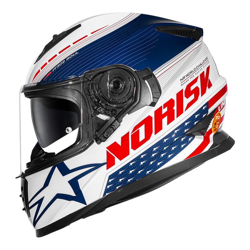 Capacete Norisk Soul II Grand Prix USA Vermelho Azul Branco