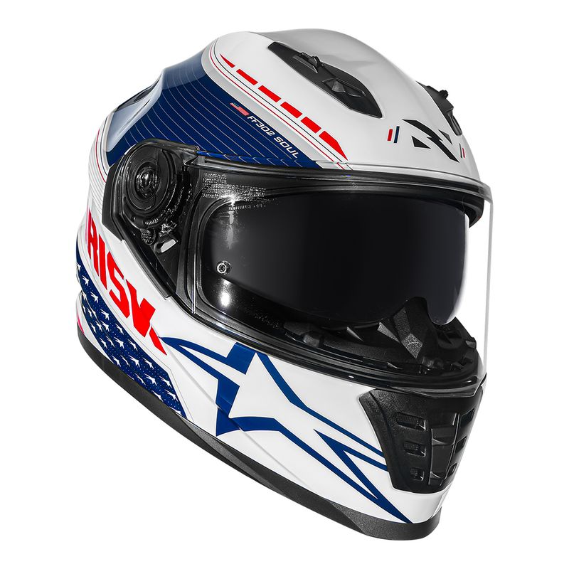 Capacete Norisk Soul II Grand Prix USA Vermelho Azul Branco