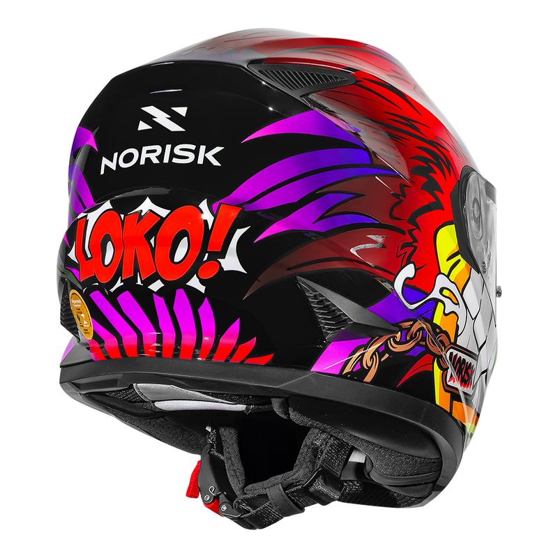 Capacete Norisk Soul II Loko Vermelho Grafismo Motociclista Aberto