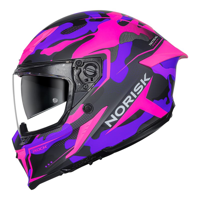 Capacete Norisk Rock Tactical Roxo Fosco Viseira Cristal e Fumê