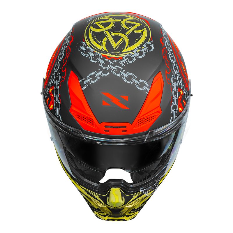 Capacete Norisk Rock Mortal Kombat Scorpion Laranja Viseira Fumê