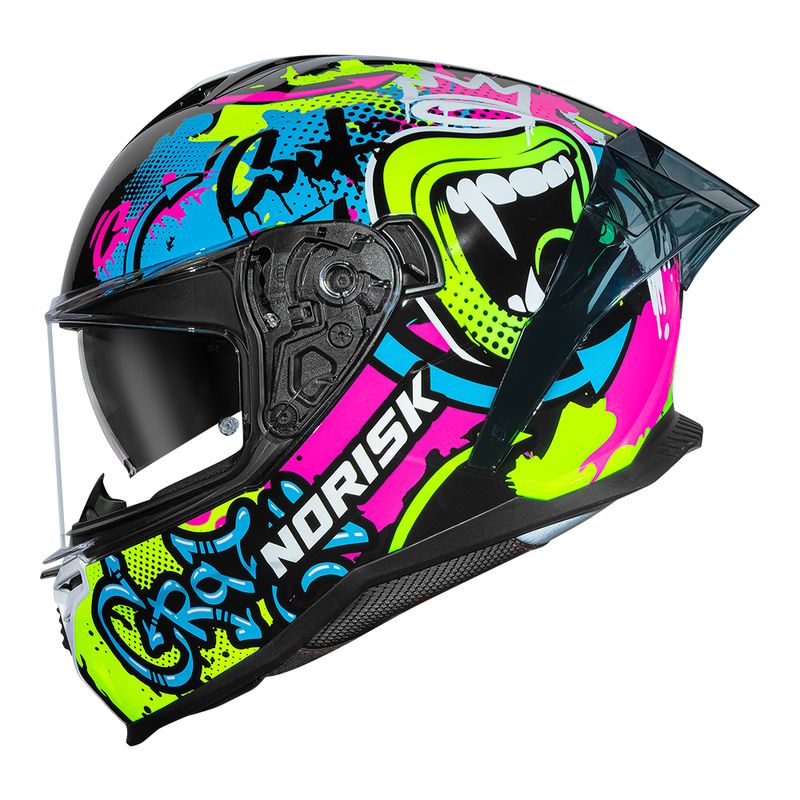 Capacete Norisk Strada II Wow Preto Fechado com Spoiler Aerodinâmico