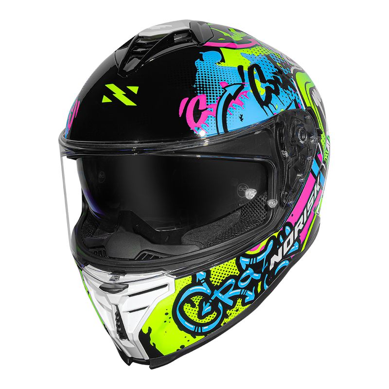 Capacete Norisk Strada II Wow Preto Fechado com Spoiler Aerodinâmico