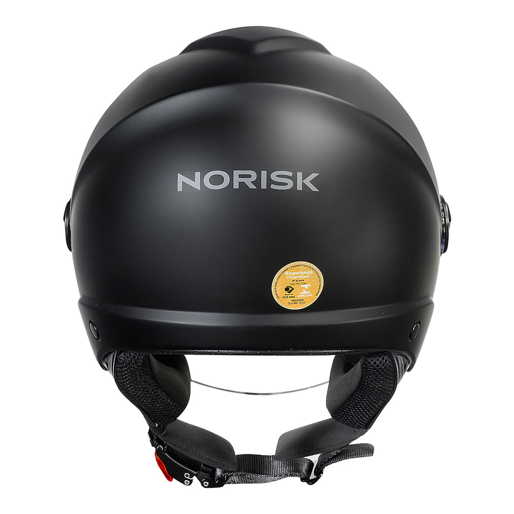 Capacete Norisk Orion SV Monocolor Preto Fosco Aberto com Óculos Interno