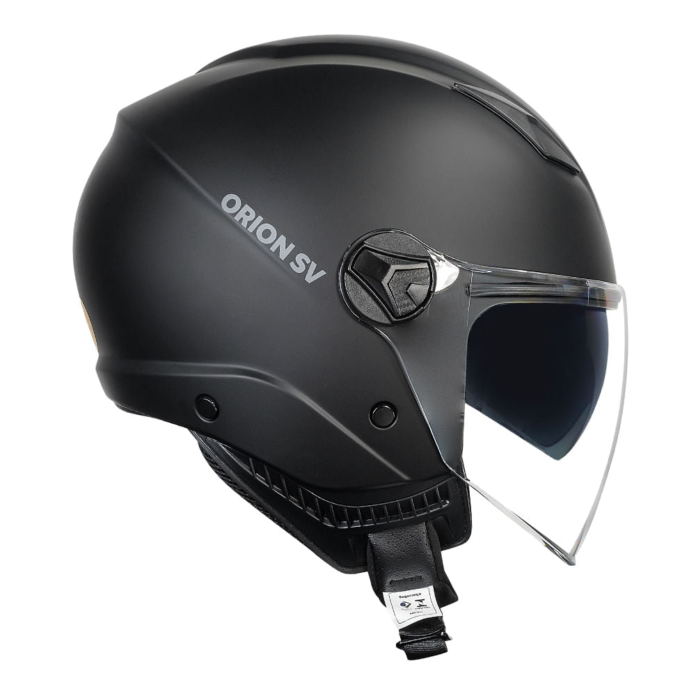 Capacete Norisk Orion SV Monocolor Preto Fosco Aberto com Óculos Interno