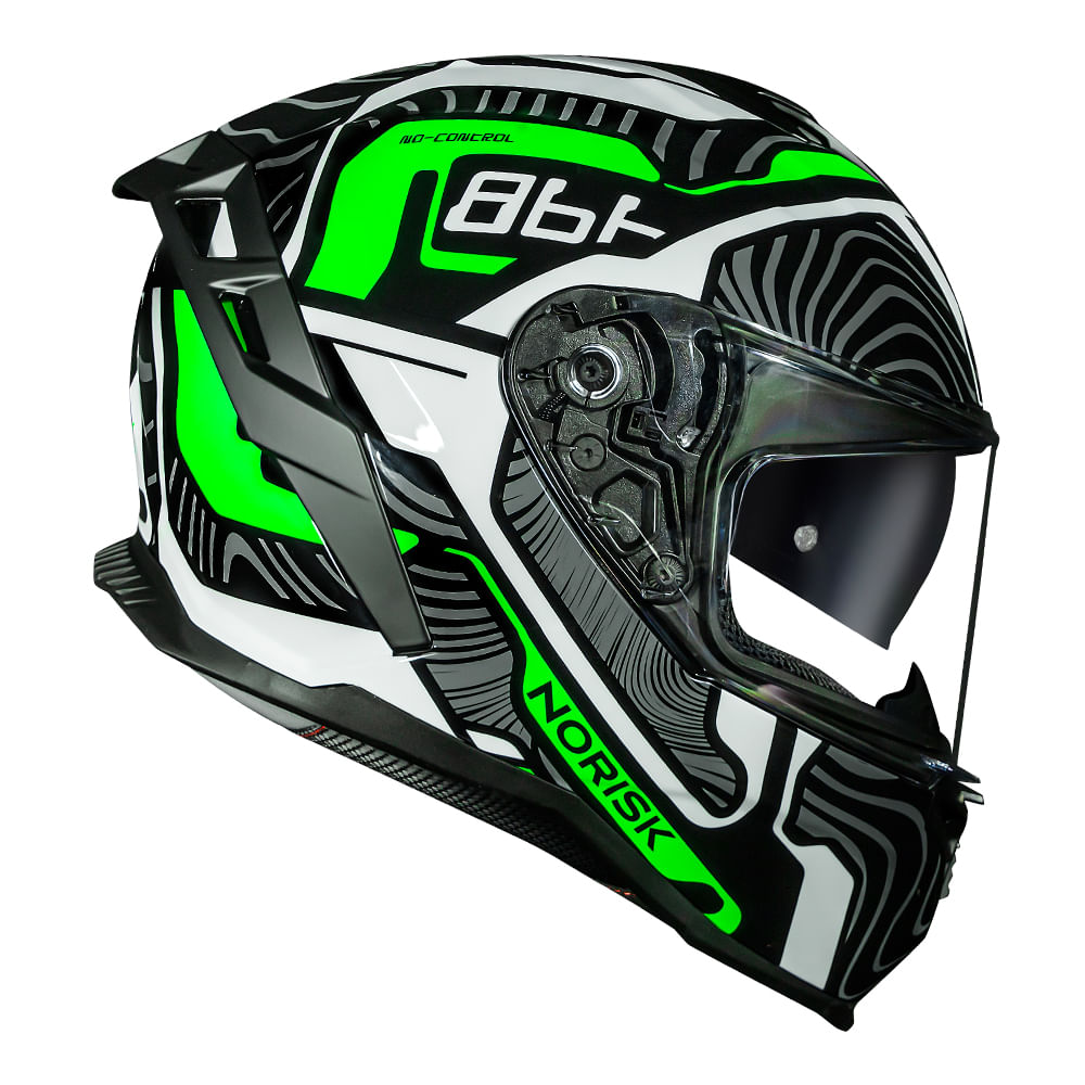 Capacete Norisk Strada II Fusion Branco Preto Verde Ajustável Segurança