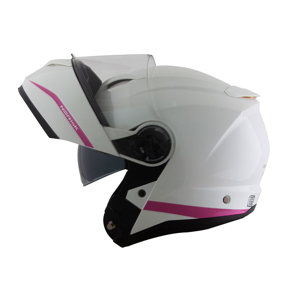 Capacete Norisk Force Simplicity Branco Escamoteável Aberto Design Moderno